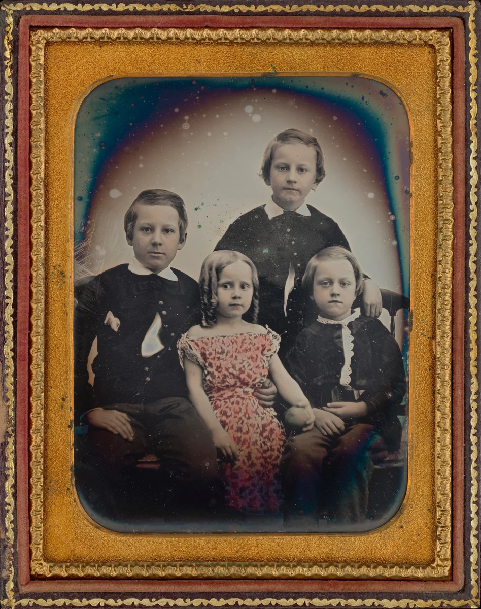 Portrait of Four Children by Henry Pollock, photograph, 1855-1865