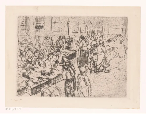 Straathandel in de Oude Jodenbuurt te Amsterdam by Max Liebermann, print, 1857-1935