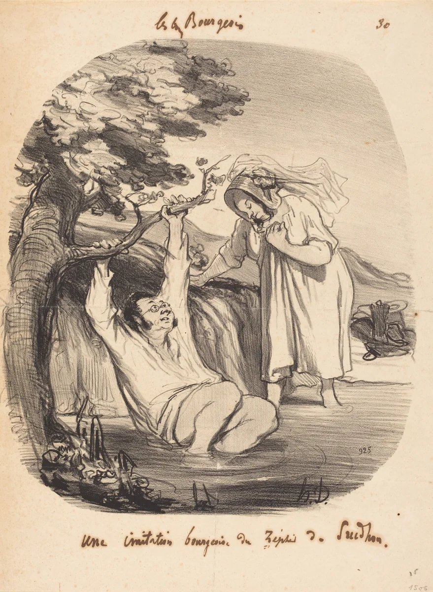 Une Imitation bourgeoise du Zéphir de Prudhon by Honoré Daumier, print, 1847