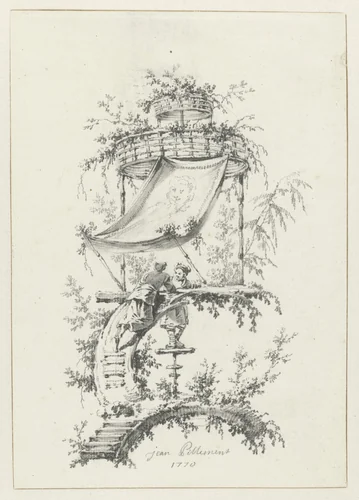 Ornamentale compositie in chinoiserie-stijl by Jean Baptiste Pillement, drawing, 1770