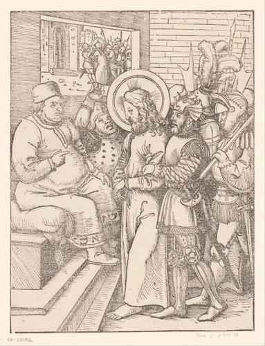 Christus voor Annas by anonymous, print, 1490-1526