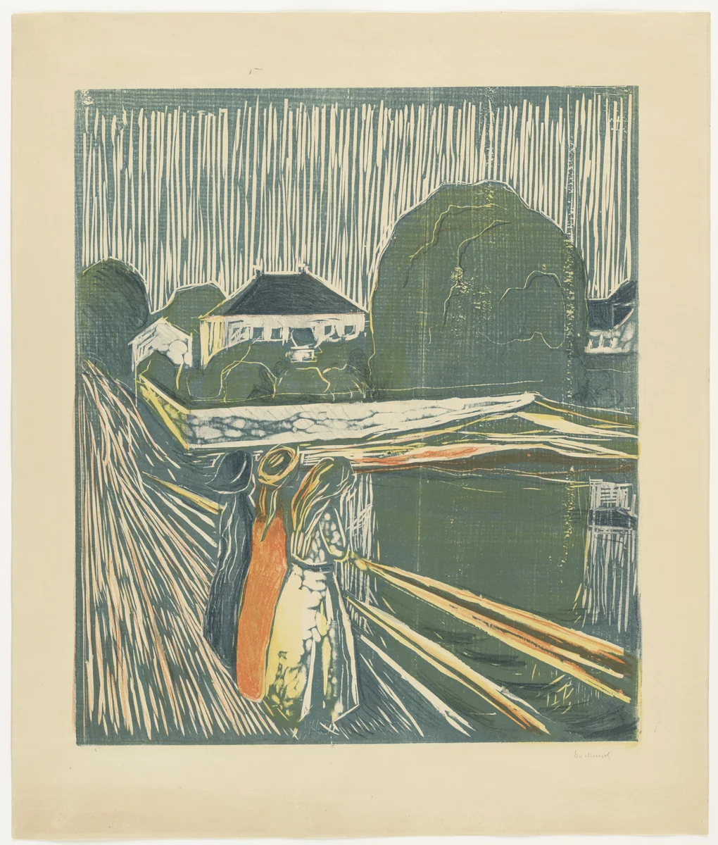 The Girls on the Bridge (Pikene på broen) by Edvard Munch, print, 1919