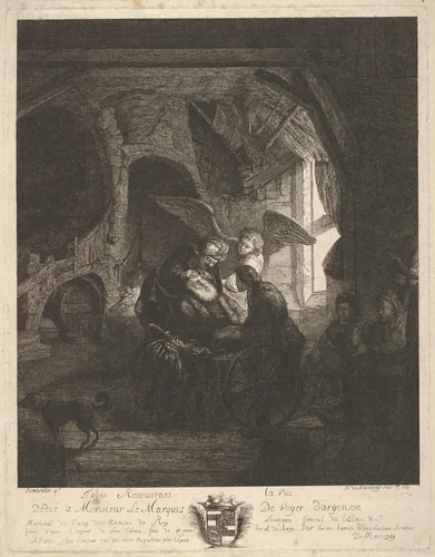 Tobias Returning Sight to His Father by Antoine de Marcenay de Ghuy, print, 1755