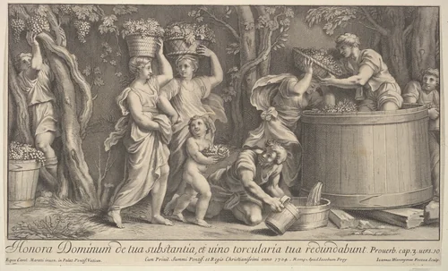 Vintage scene by Giovanni Girolamo Frezza, print, 1704