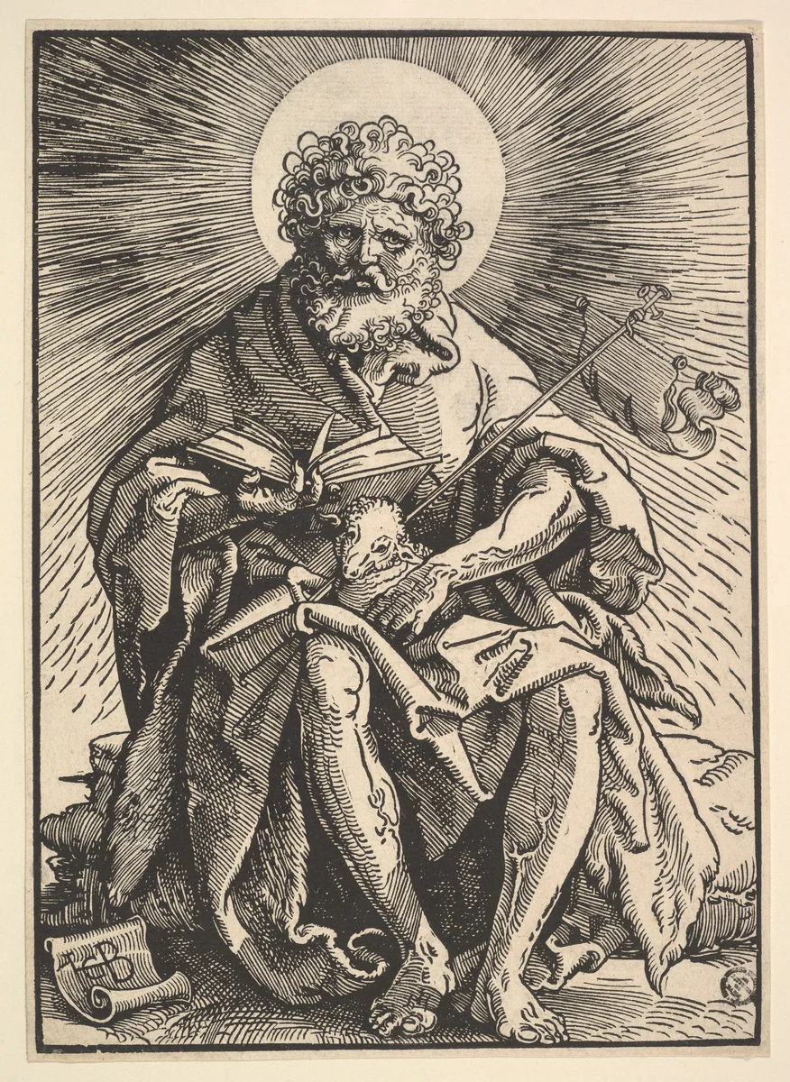 St. John the Baptist Holding the Lamb by Hans Baldung, print, 1512-1522