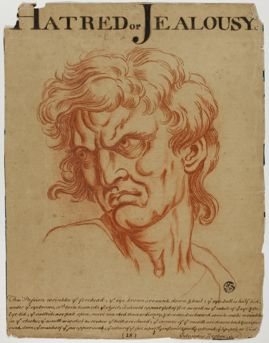 Hatred or Jealousy by Charles Le Brun, drawing, 1698-1799