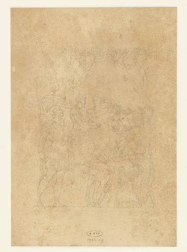 Marcus Aurelius en de onderworpen Barbaren by Claude Joseph Vernet, drawing, 1724-1789