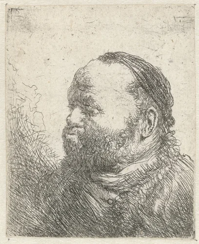 Borstbeeld van een man met dikke lippen by Jan Lievens, print, 1625-1674