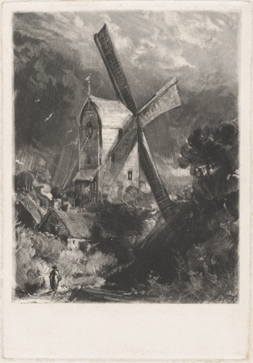 Mill Near Brighton by David Lucas, print, 1829