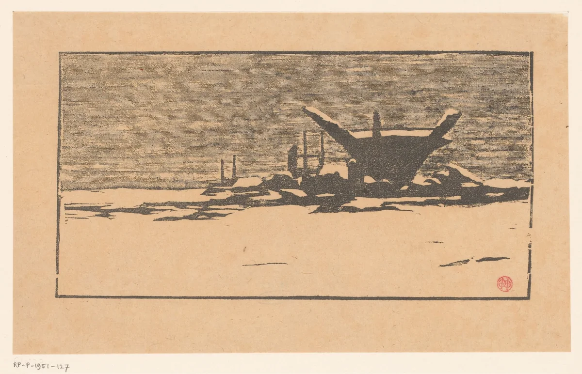 Sneeuwgezicht by Henri Charles Guérard, print, 1856-1897