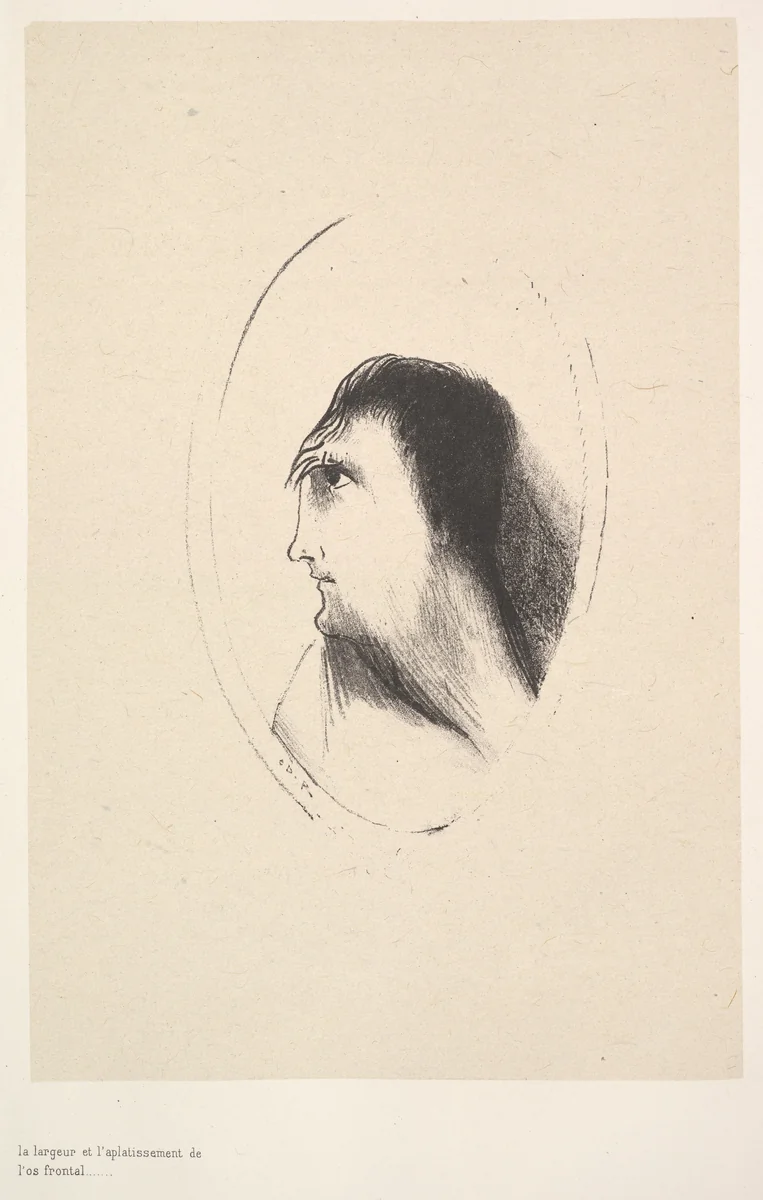 The breadth and flatness of the frontal bone by Odilon Redon, print, 1896