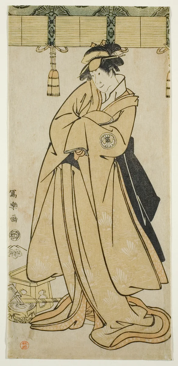 The actor Segawa Tomisaburo II as Prince Korehito in the guise of the maid Wakakusa of the Otomo family by Toshusai Sharaku (東洲斎 写楽), print, 1794