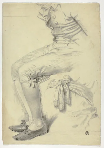 Seated Figure and Sketch of Sash Tied Around Torso by John Downman, drawing, 1770-1824