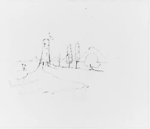 New Lighthouse (from Sketchbook) by John William Casilear, artwork, 1834-1838
