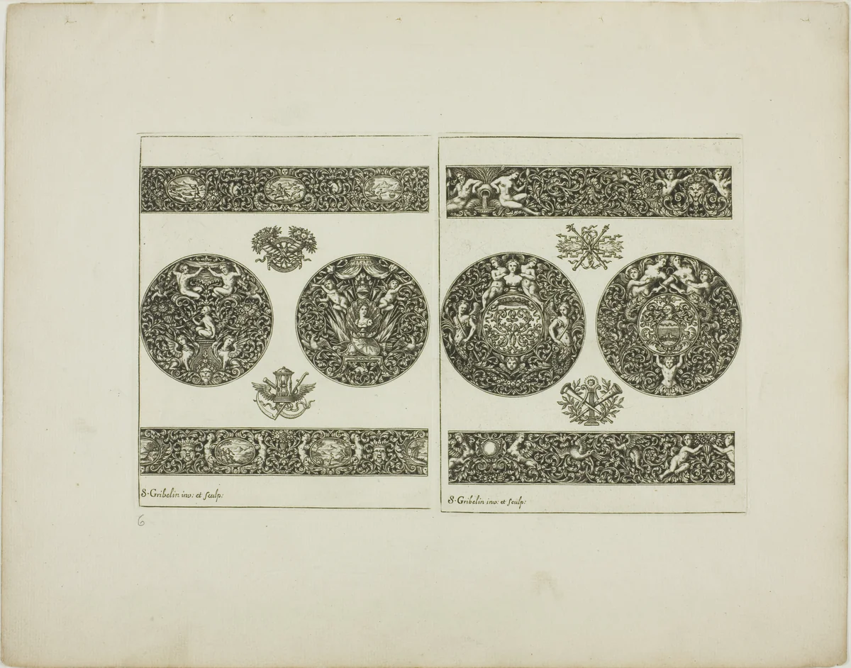 Plate Six, from Book of Ornament by Simon Gribelin, print, 1704