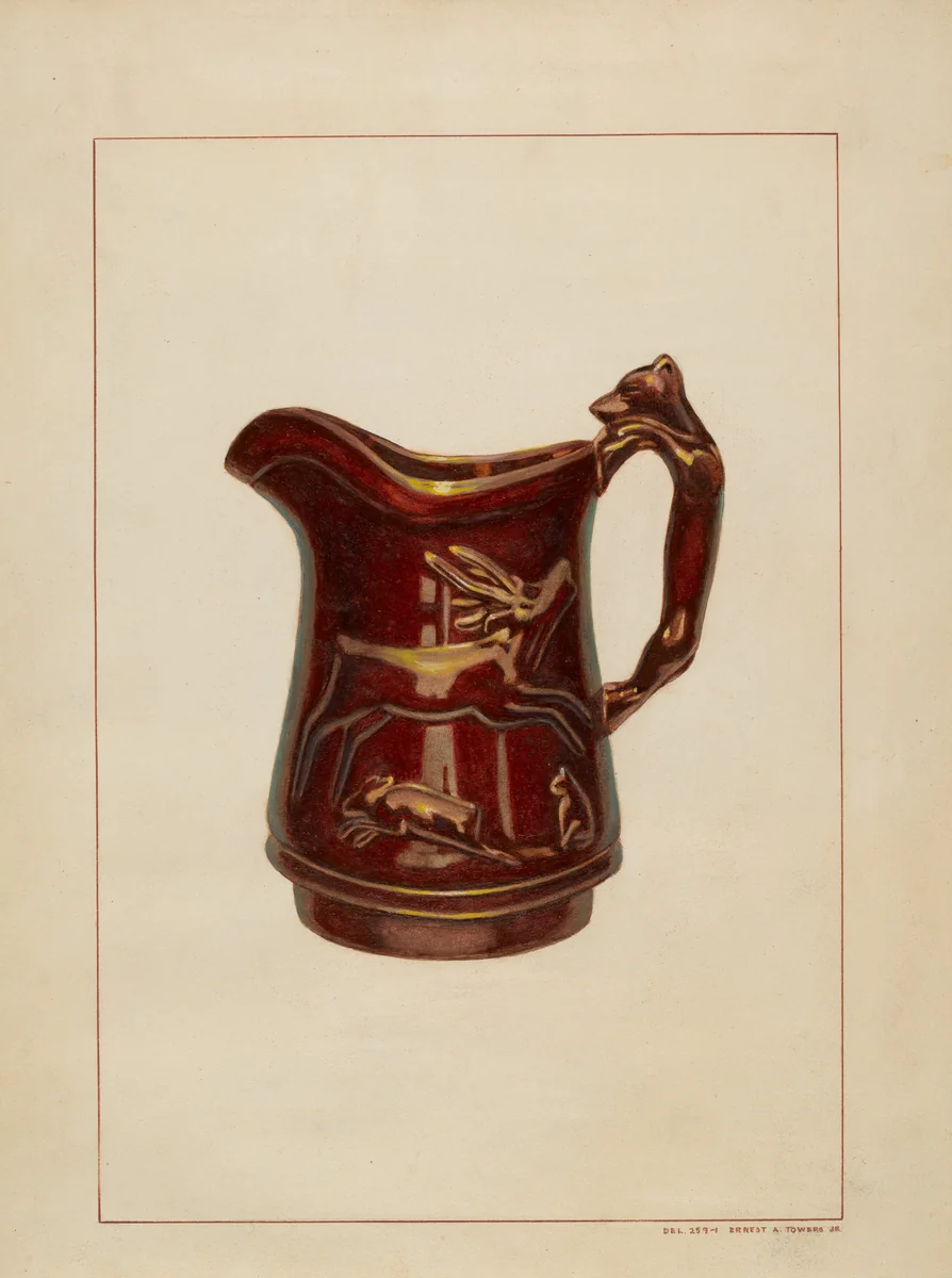 Crockery Pitcher by Ernest A. Towers, Jr., index of american design, 1938