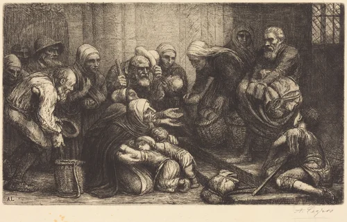 Beggars of Brussels (Les mendiants de Bruges) by Alphonse Legros, print, 1837-1911
