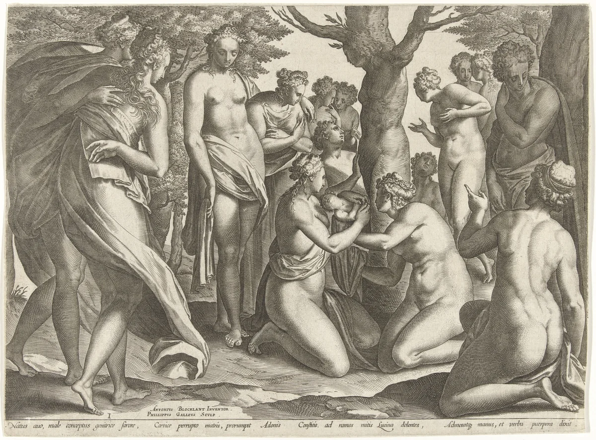 Geboorte van Adonis by Unknown, print, 1577-1581