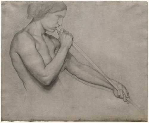 Angel Blowing a Trumpet by Edgar Degas, drawing, 1857-1859