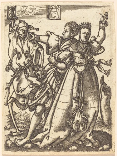 Dance of Death V by Allaert Claesz, print, 1562