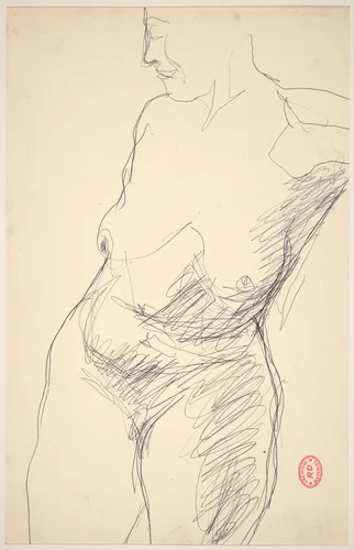 Untitled [torso of a female nude] by Richard Diebenkorn, drawing, 1955-1967