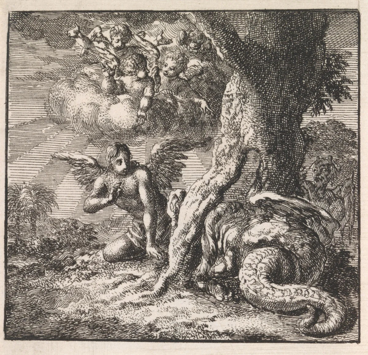 De ziel ontdoet zich van zijn oude slangenhuid by Jan Luyken, print, 1710