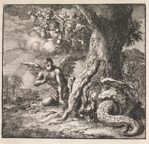 De ziel ontdoet zich van zijn oude slangenhuid by Jan Luyken, print, 1710