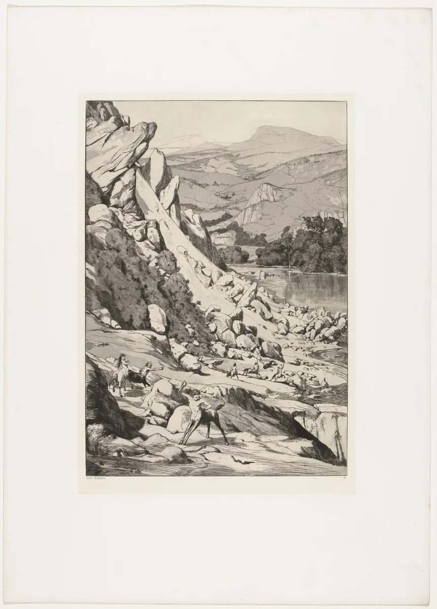 Landslide (Bergsturz) from Intermezzi, Opus IV by Max Klinger, print, 1881