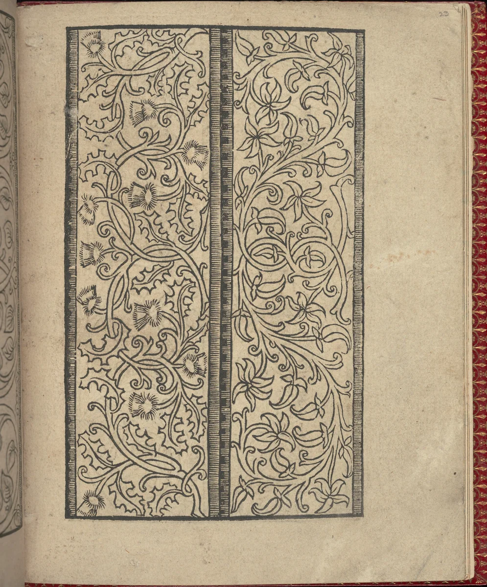 Ce est ung tractat de la noble art de leguille ascavoir ouvraiges de spaigne... page 23 (recto) by Willem Vosterman, book, 1527-1540