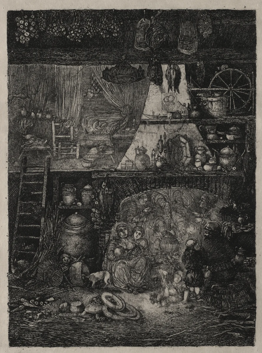 Peasant Interior in the Haute-Garonne by Rodolphe Bresdin, print, 1858