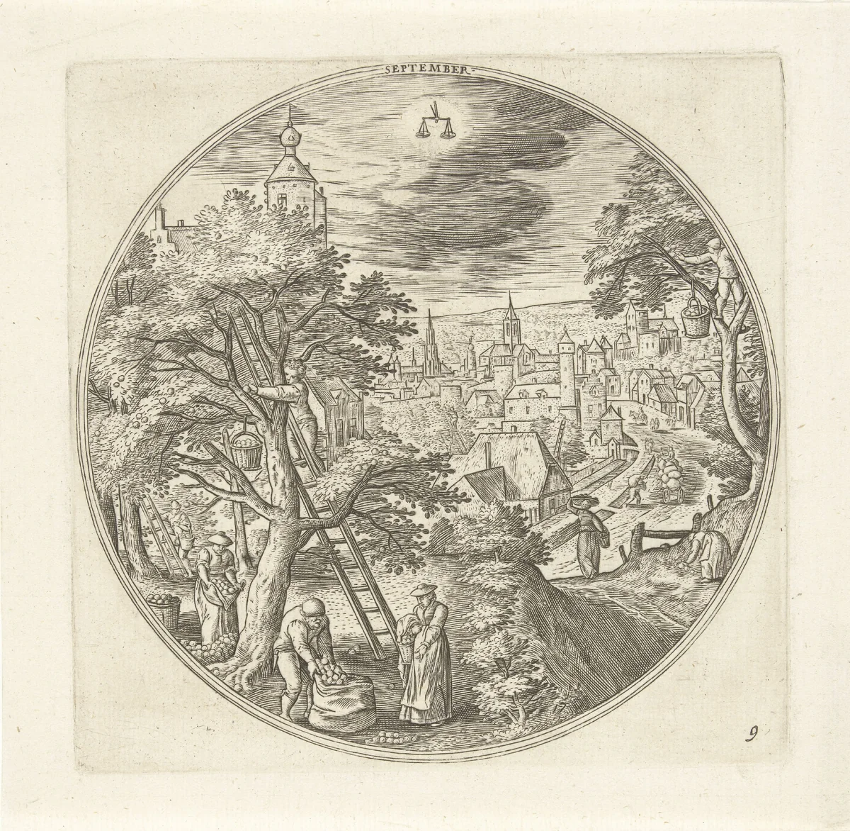 September by Adriaen Collaert, print, 1578-1582