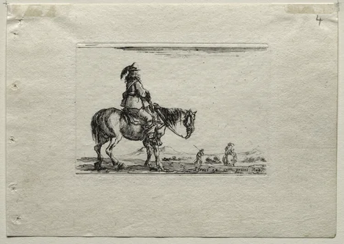 Caprices: Mounted Cavalier by Stefano della Bella, print, 1637-1647