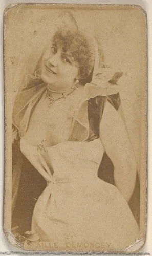 Mlle. Demoncey, from the Actors and Actresses series (N45, Type 8) for Virginia Brights Cigarettes by Allen & Ginter, photograph, 1885-1891