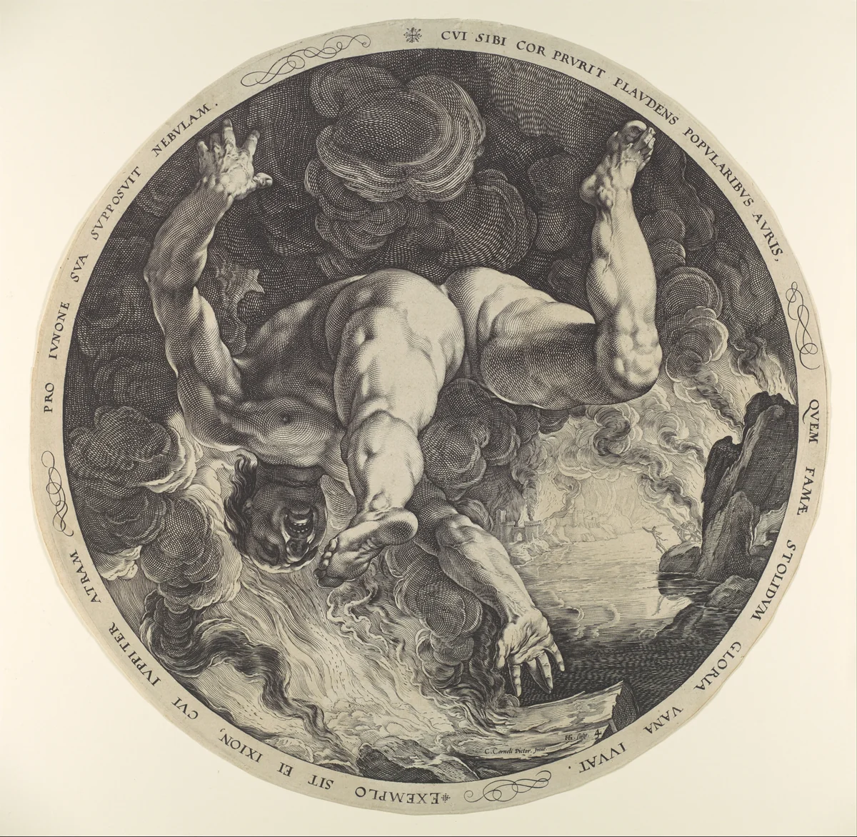 Ixion, from "The Four Disgracers" by Hendrick Goltzius, print, 1588