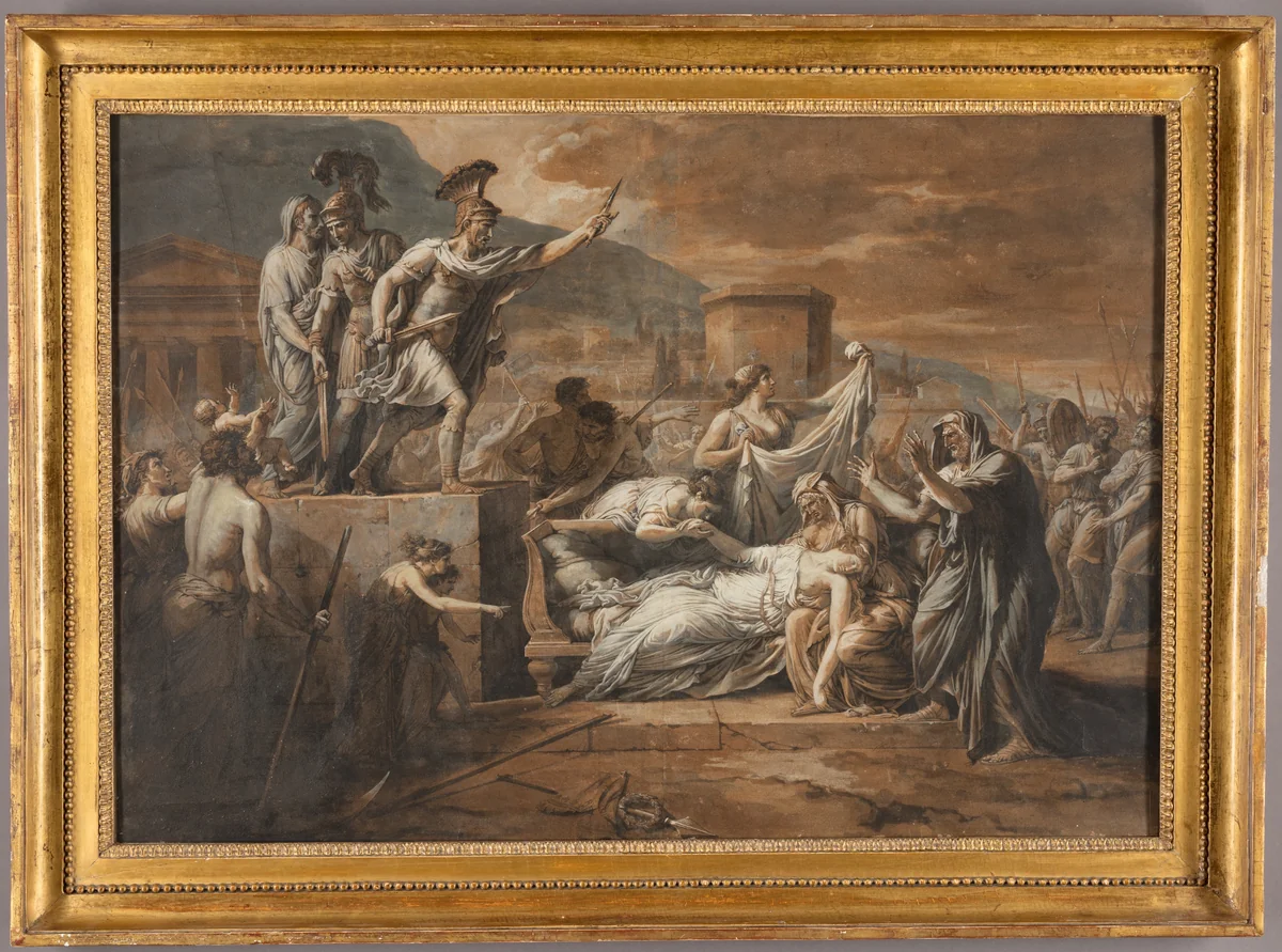 Brutus Exhorting the Romans after the Death of Lucretia by Étienne Barthélemy Garnier, drawing, 1788-1793
