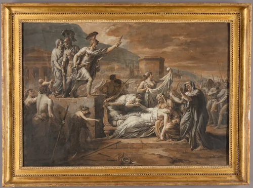 Brutus Exhorting the Romans after the Death of Lucretia by Étienne Barthélemy Garnier, drawing, 1788-1793
