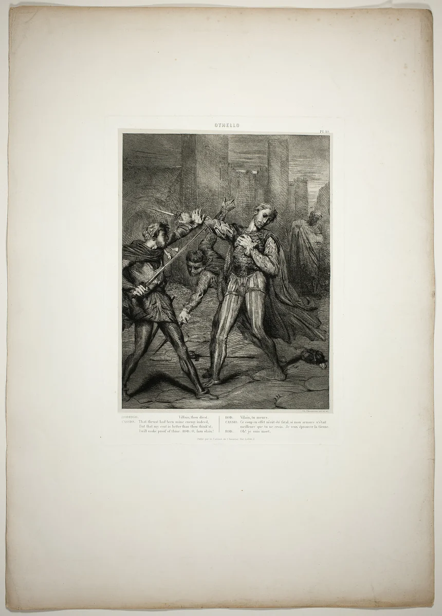Villain, Thou Diest, plate ten from Othello by Théodore Chassériau, print, 1844