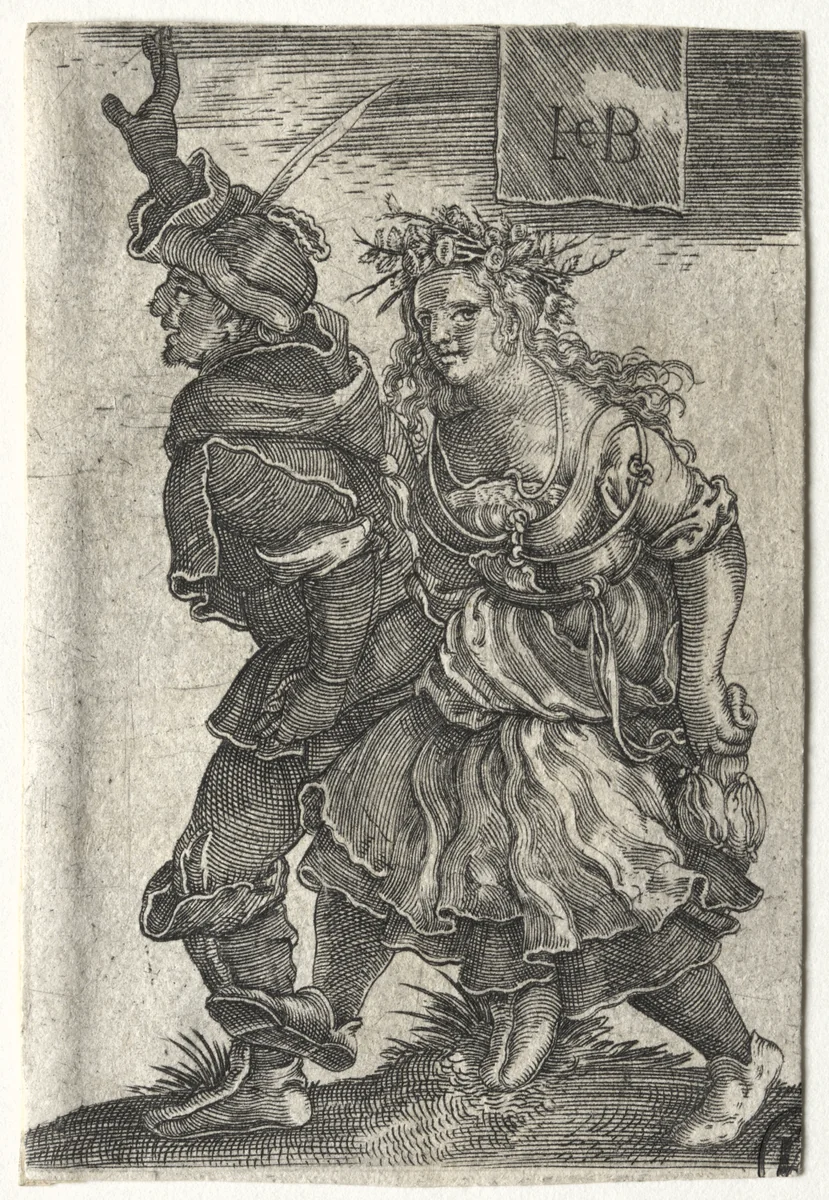 A Dancing Couple of Peasants by Jacob Binck, print