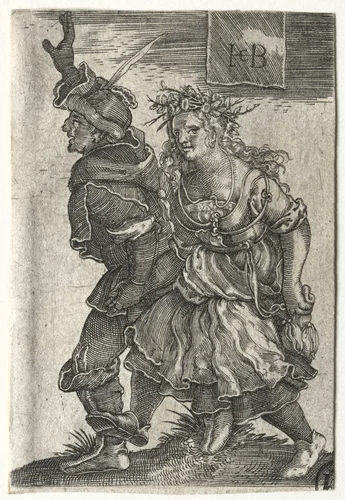 A Dancing Couple of Peasants by Jacob Binck, print