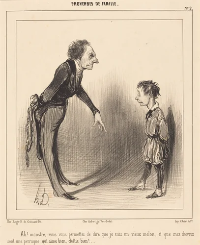 Ah! monstre, vous vous permettez... by Honoré Daumier, print, 1840