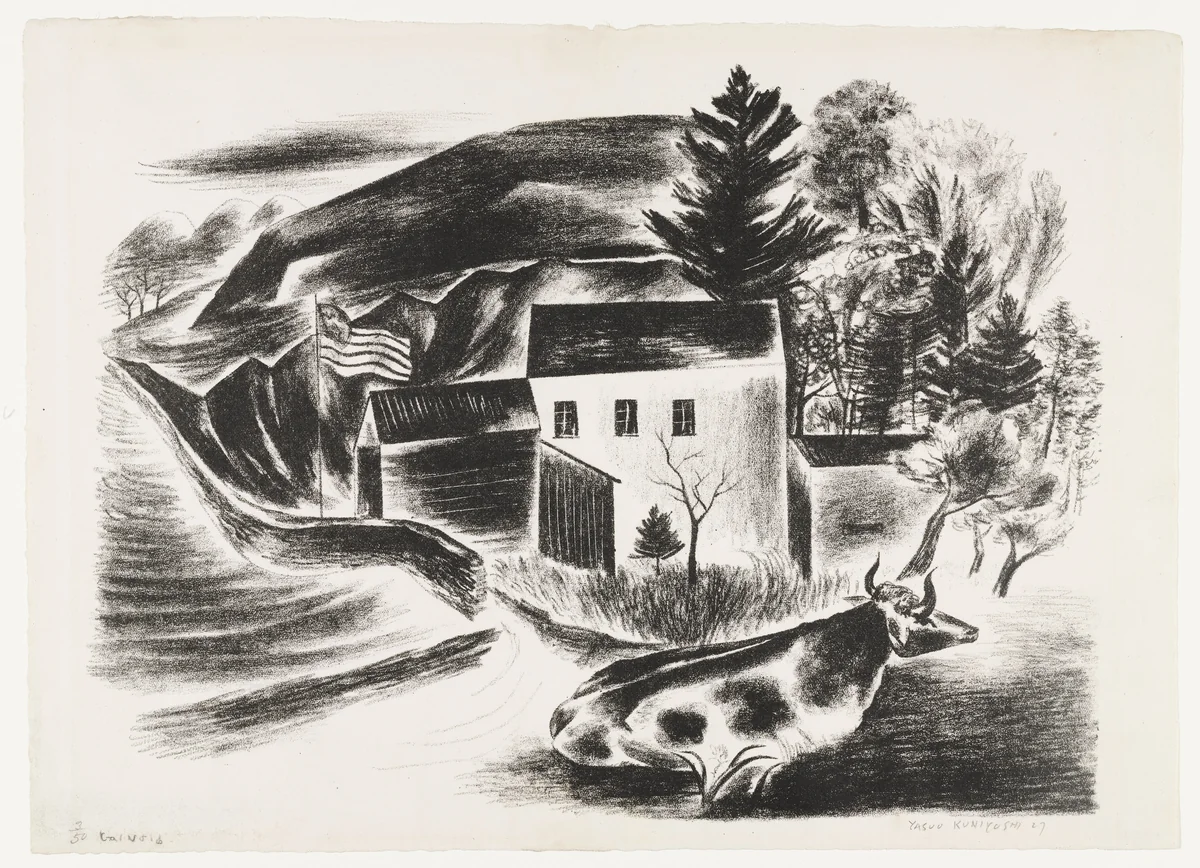 Landscape with Cow by Yasuo Kuniyoshi, print, 1927