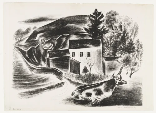 Landscape with Cow by Yasuo Kuniyoshi, print, 1927