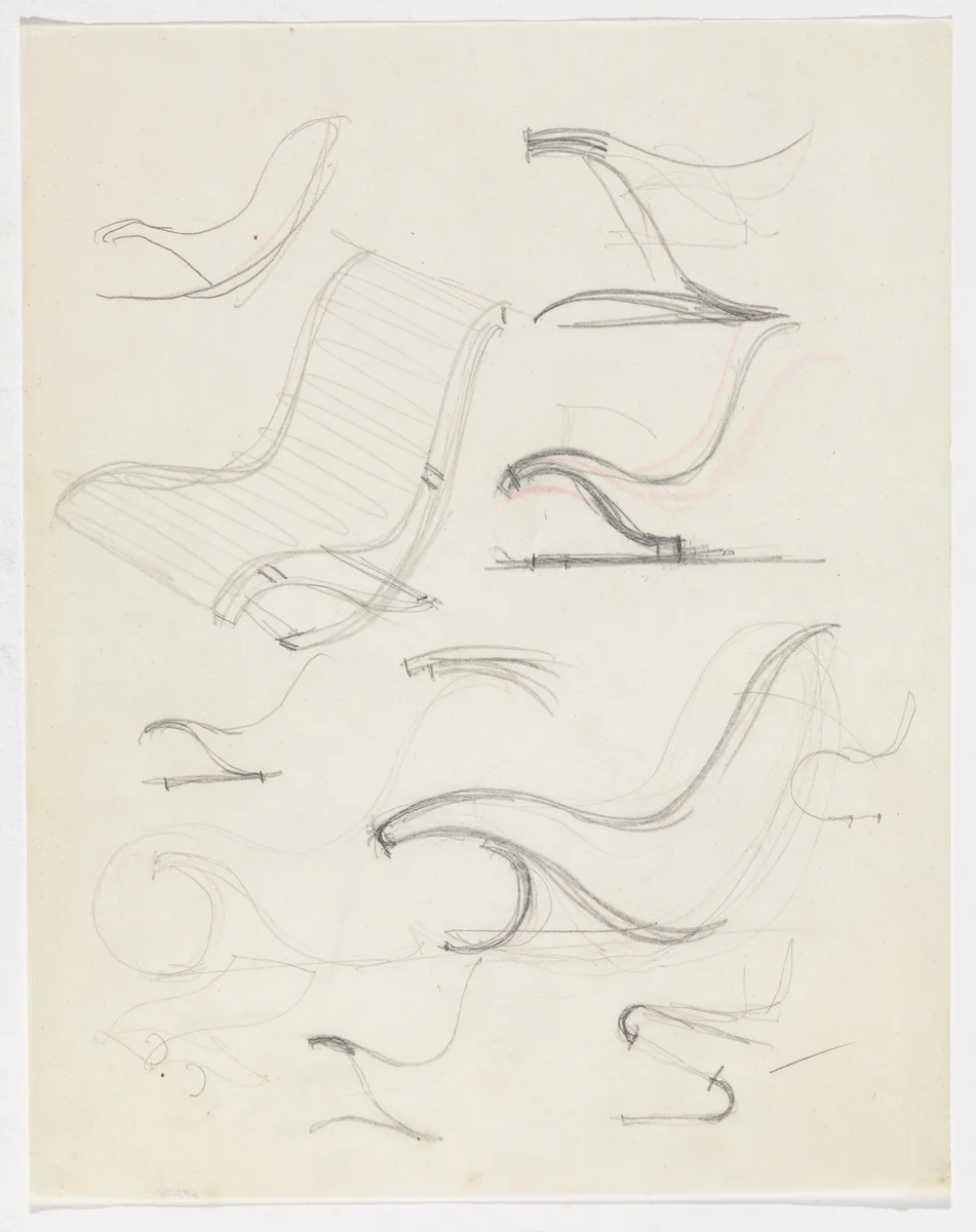 Lounge Chair without Arms (Elevation sketches) by Ludwig Mies van der Rohe, mies van der rohe archive, 1926