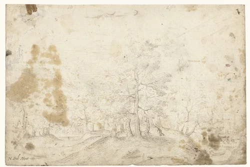 Bosgezicht by Hans Bol, drawing, 1555-1565