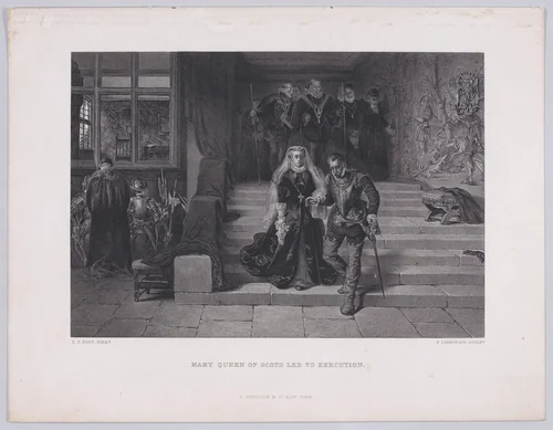 Mary, Queen of Scots led to execution, from "The Art Journal," New Series volume 1, plate 11, page 144 by Peter Lightfoot, print, 1875