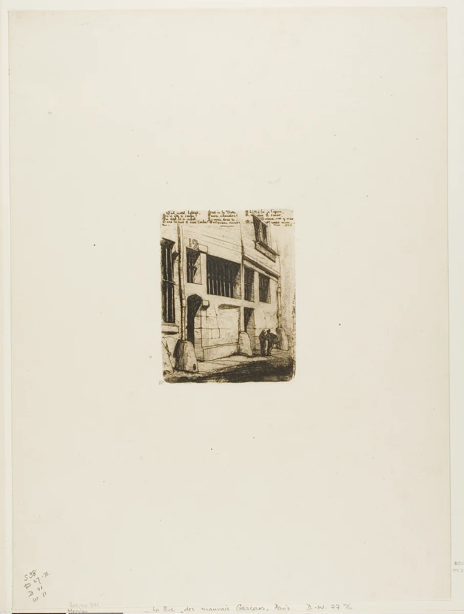 La rue des Mauvais Garçons by Charles Meryon, print, 1854