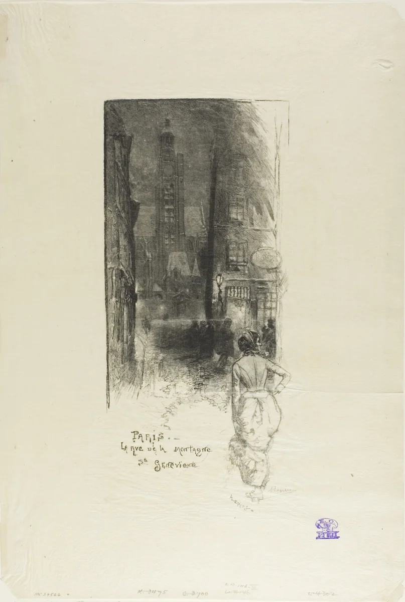 Paris: la Rue de la Montagne-Ste-Geneviève by Louis Auguste Lepère, print, 1886