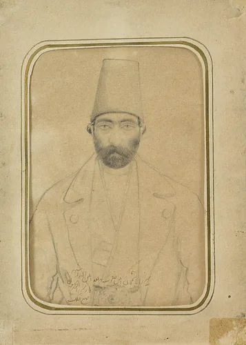Portrait of Mirza Hashem Amin Khalvat by Abu`l Hasan Ghaffari, manuscript, 1825-1875