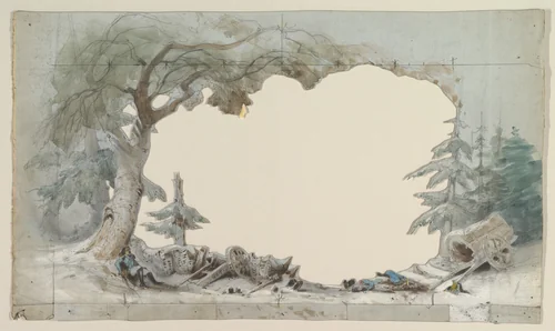 Design for a Stage Set by Eugène Cicéri, drawing, 1830-1890