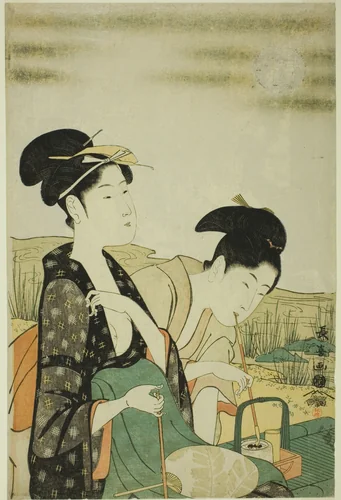 Moon viewing by Eishosai Choki, print, 1789-1799